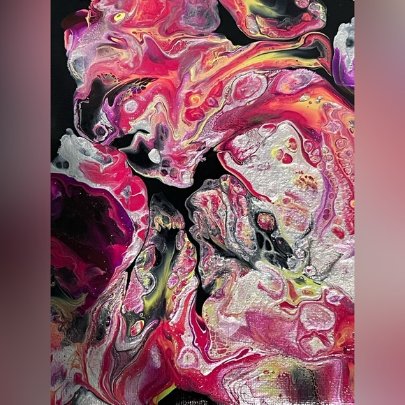 Vibrant Abstract Canvas Art in Red and Yellow - Picture 3 of 7